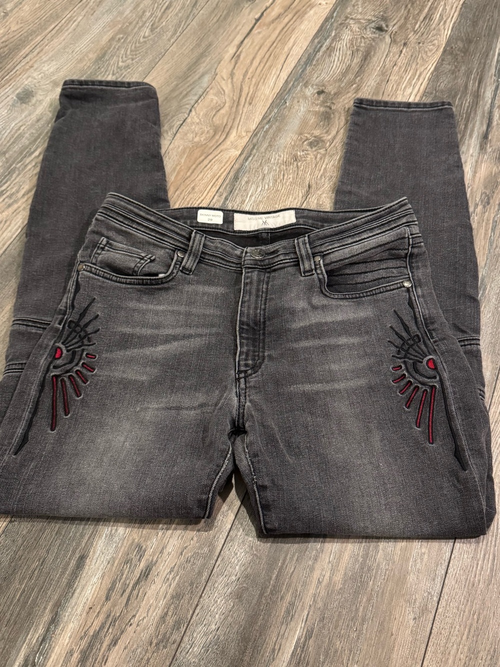 Miss Me Vintage Skinny Moto Sz 29